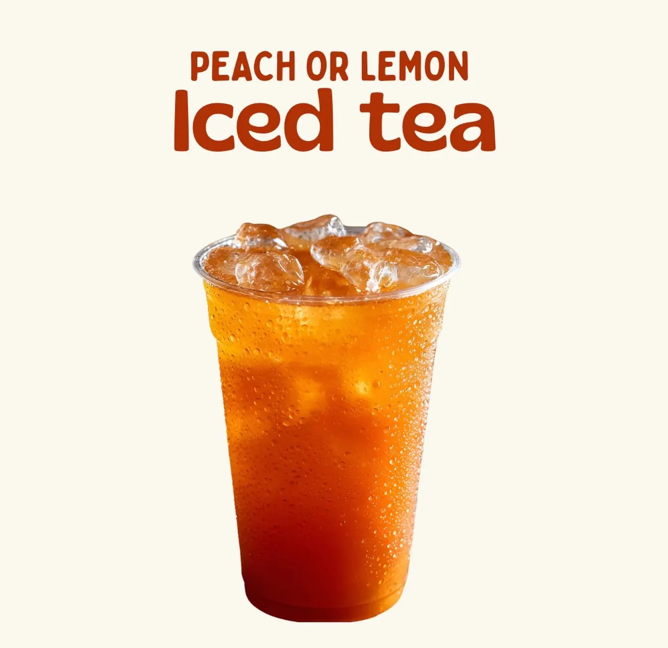 Peach or lemon iced tea over ice